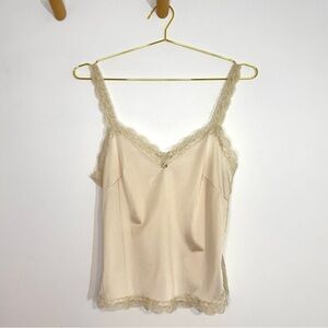 Vintage 90’s Olga Ivory Satin Lace Camisole Romantic Coquette Slip Lingerie Top